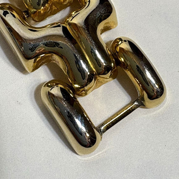 80s Classic Link Chunky Gold Tone Bracelet 7 1/2" Vintage Box Clasp Retro - Picture 6 of 7
